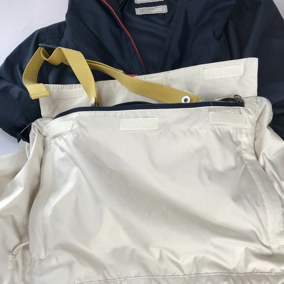 The North Face Anorak Hooded Windbreaker with Kangaroo Pouch.  Dark Blue White S - Picture 9 of 16